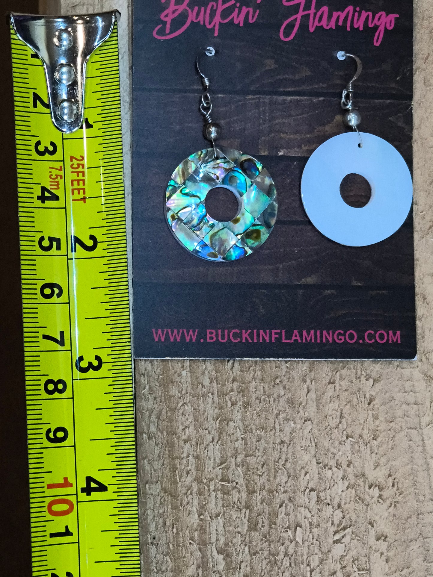 Abalone Circle Inlay Hook Earrings