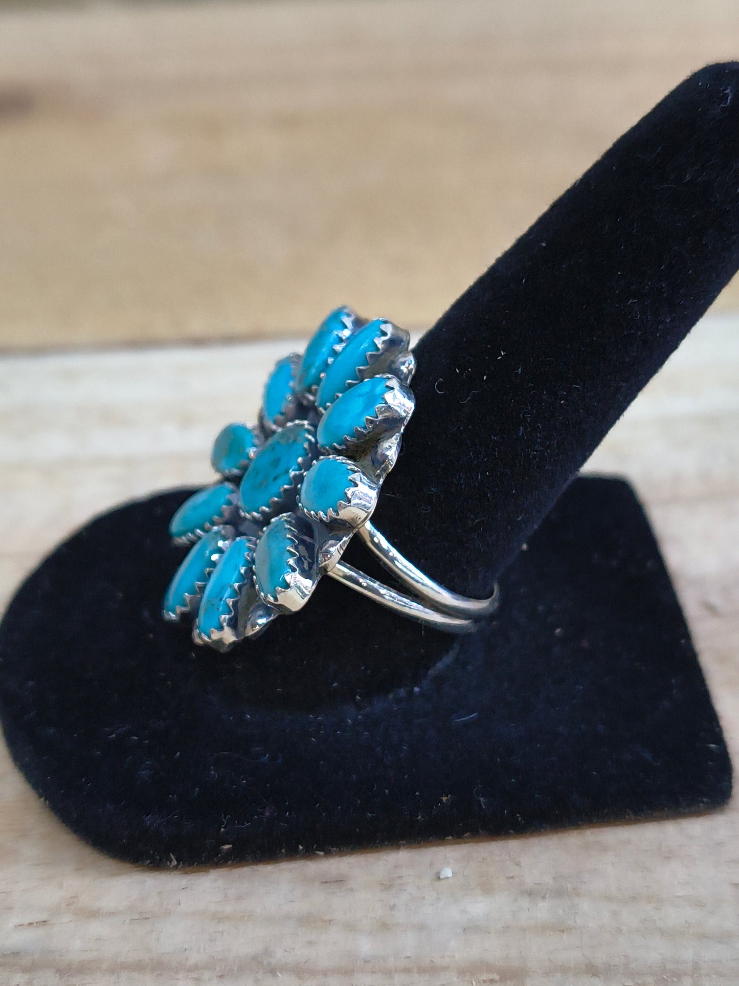8.5 Turquoise Cluster Ring by Cordell Wilson, Navajo
