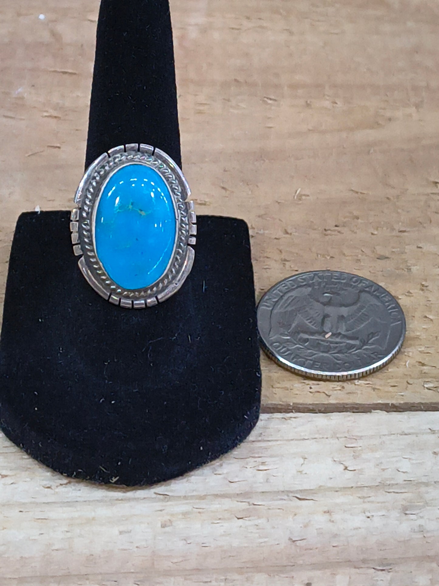 6.5 Kingman Turquoise Ring by Peggy Skeets, Navajo