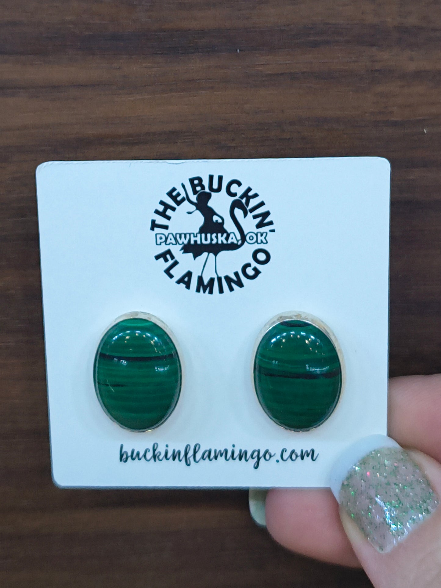 Malachite 15 mm Oval Post Earrings
