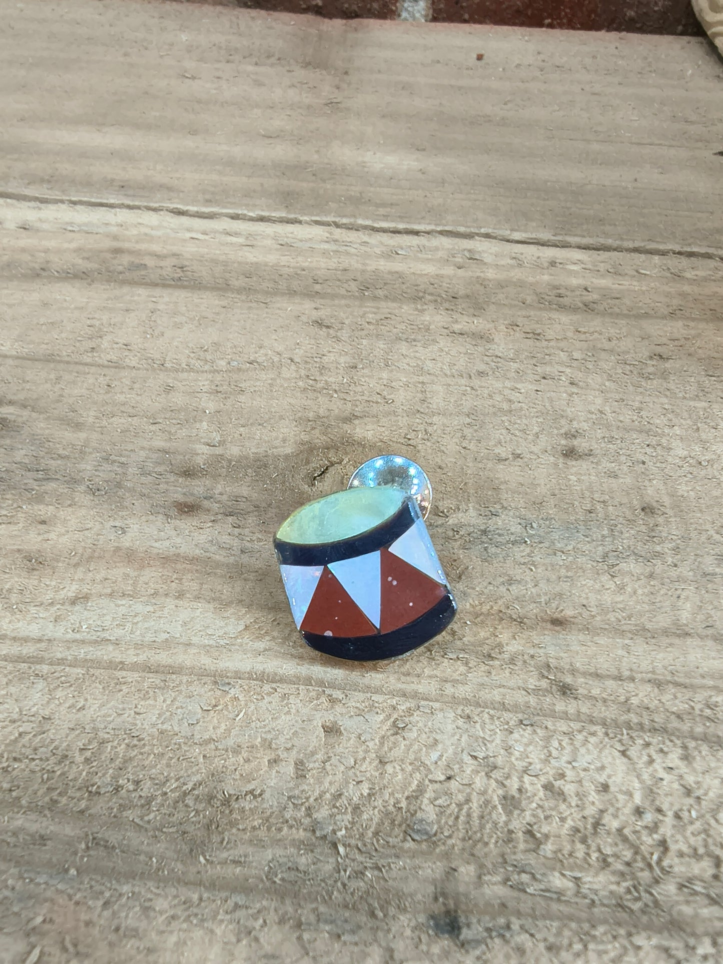 Inlay Drummer Black Bolo by Johnathan Beyuik - Zuni