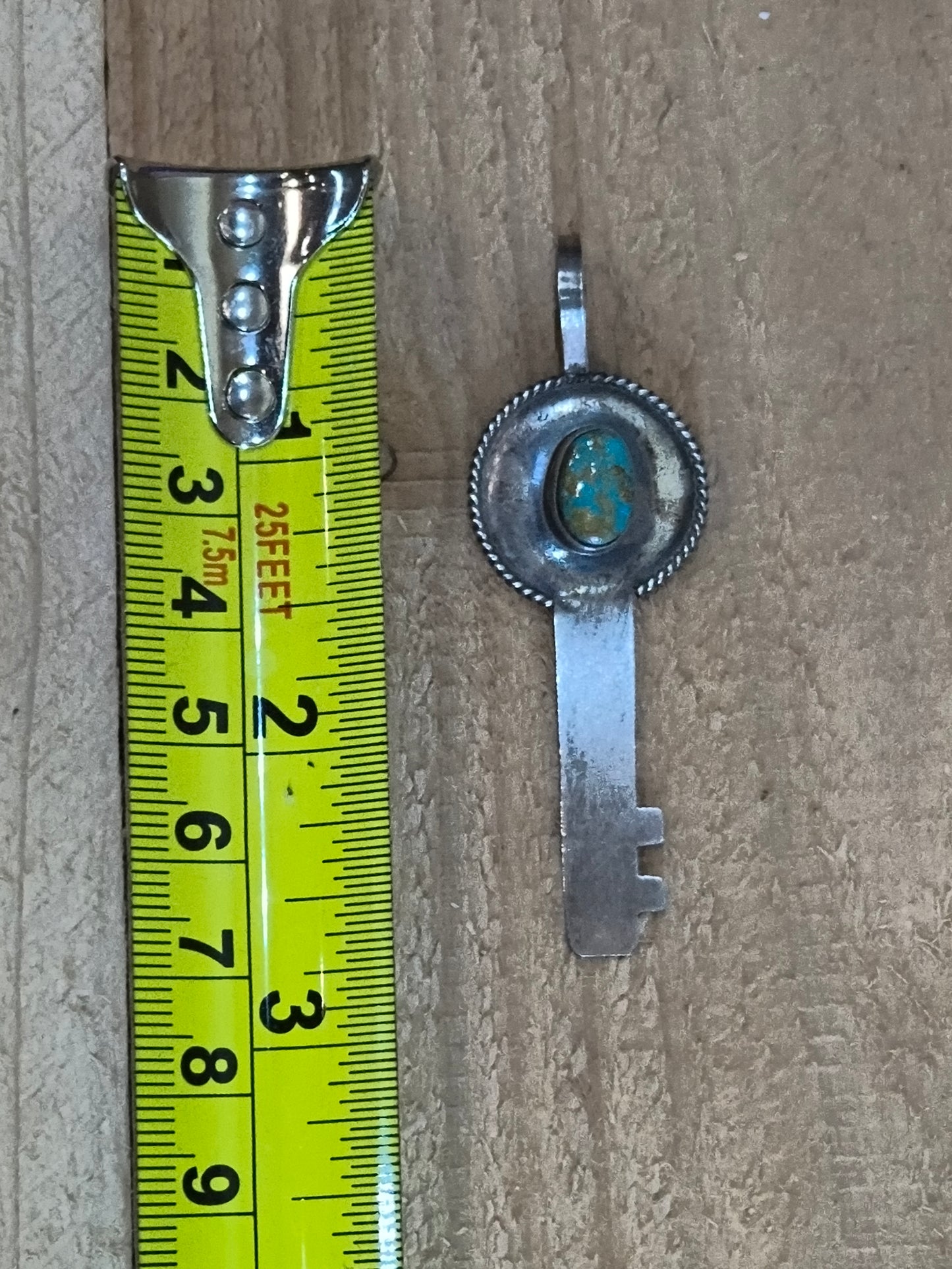 Thunder Mountain Turquoise Key Pendant 8mm Bail by Scott Skeets, Navajo