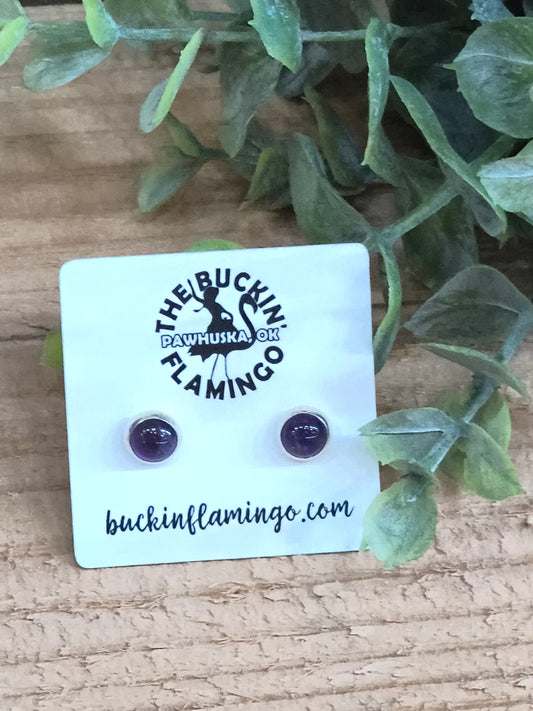 Small Amethyst 6.5 mm Post Earrings