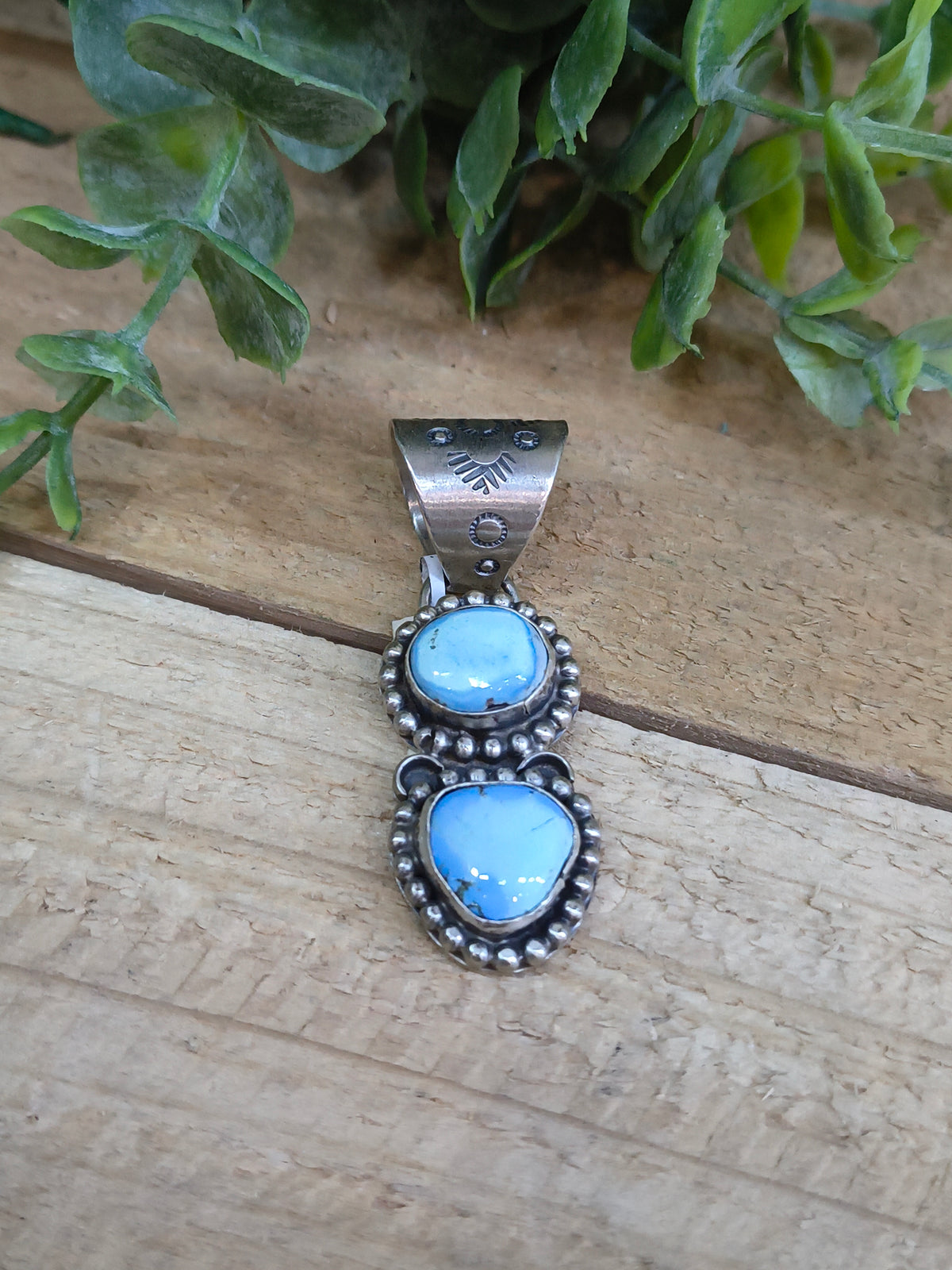 Golden Hills Turquoise Pendant 13mm bail By T.Nez Sr., Navajo