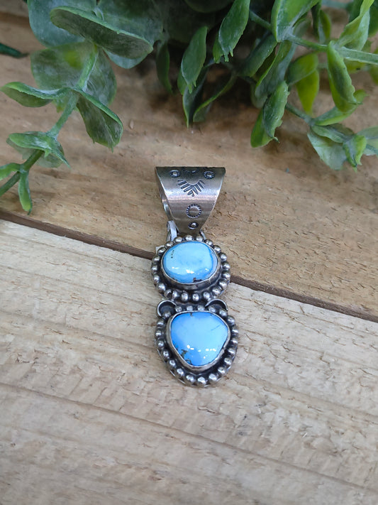 Golden Hills Turquoise Pendant 13mm bail By T.Nez Sr., Navajo