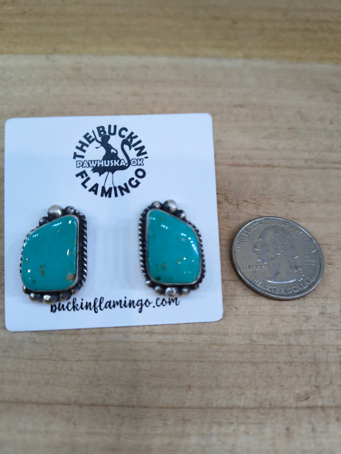 Kingman Turquoise Top Post Earrings by Elouise Kee, Navajo