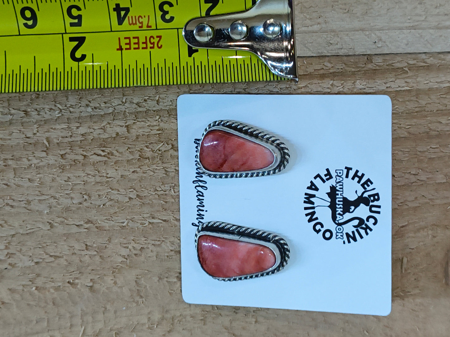 Spiny Oyster Shell Post Earrings by Chassity Belone, Navajo