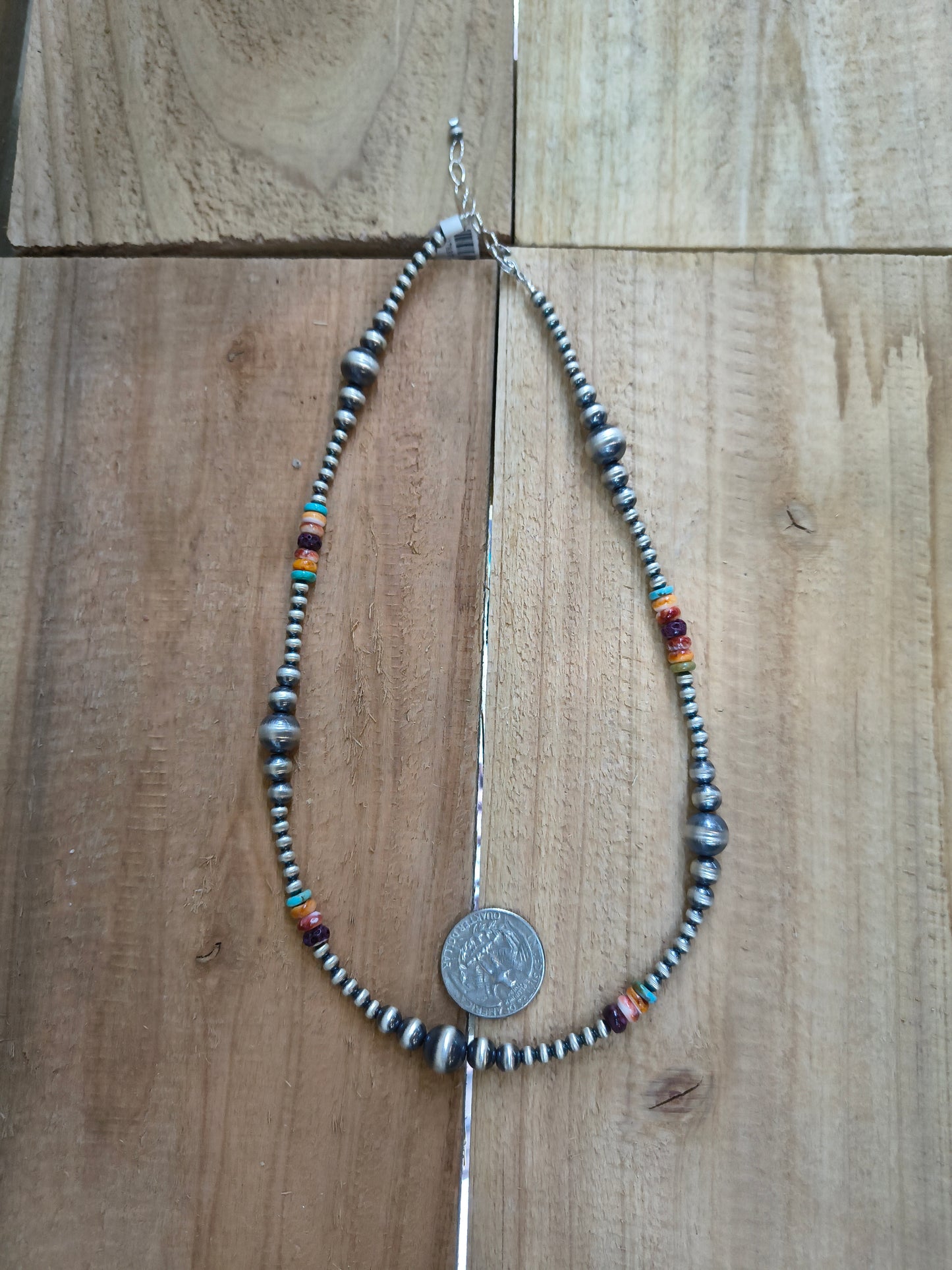 19''+ 1'' Extender 4mm-10mm Multi Stone Navajo Style Pearls