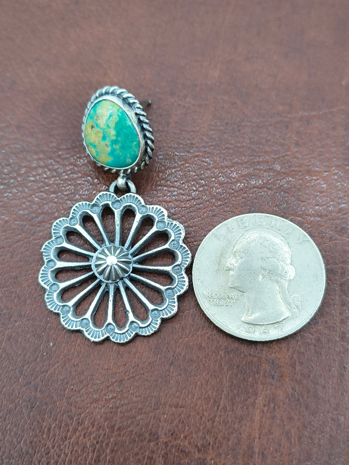 Kingman Turquoise Earrings by Kevan Bellah, Navajo