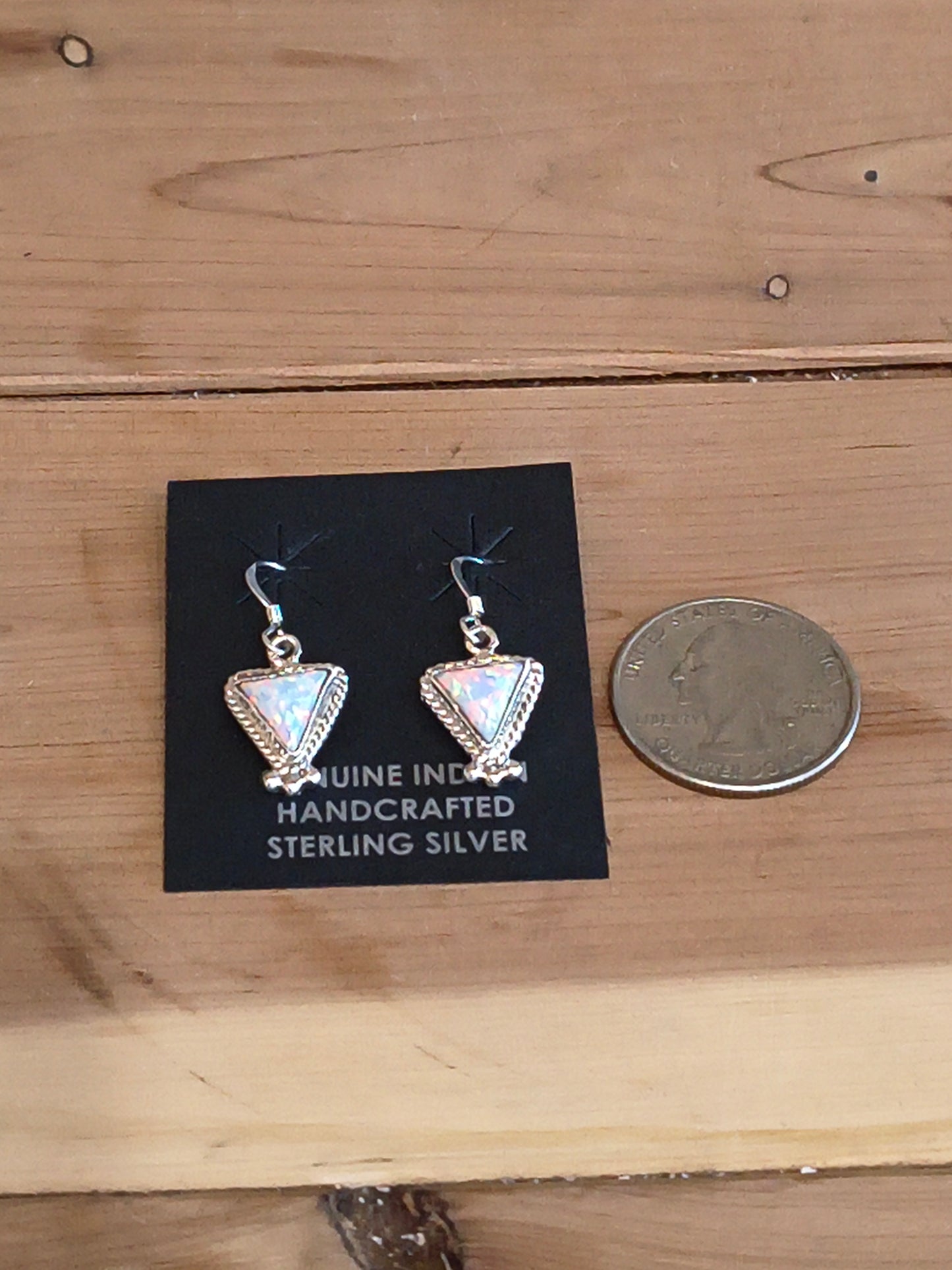 Triangle Opal 12mm Dangle Earrings