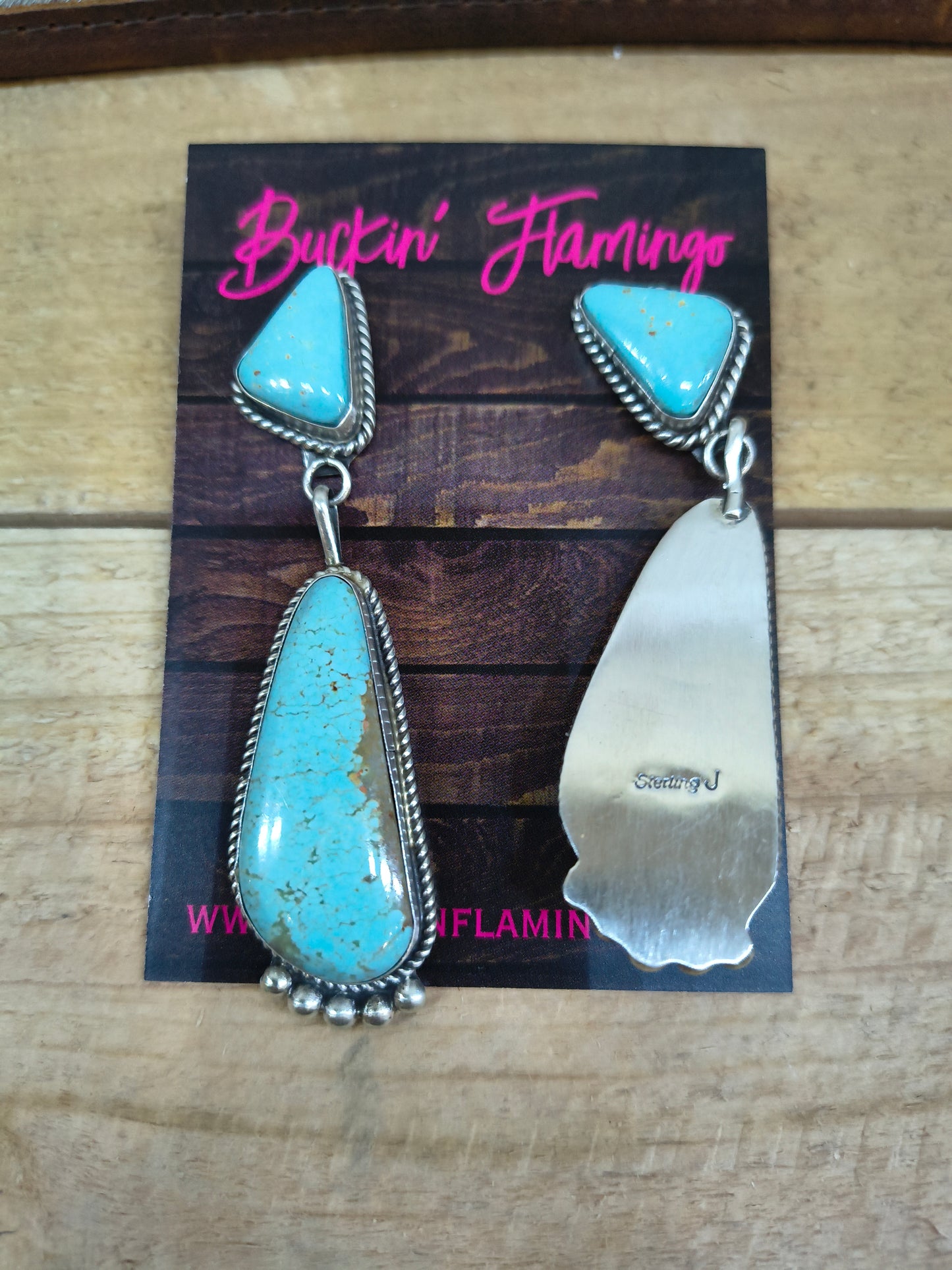 High Grade Kingman Turquoise Dangle Earrings by Judith Dixon