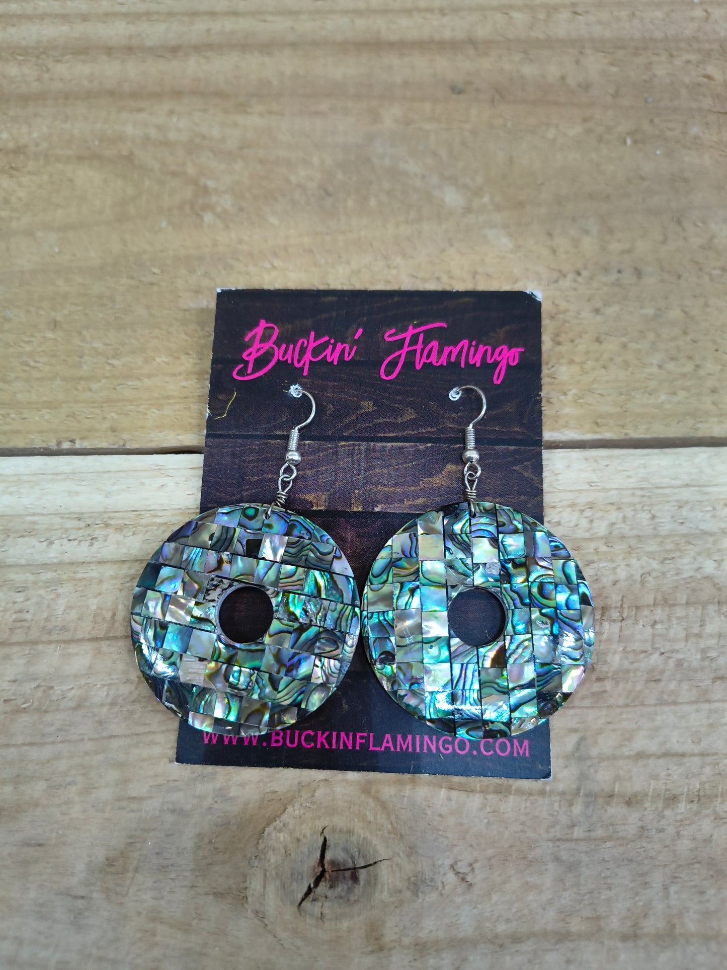 Abalone Inlay Hook Earrings