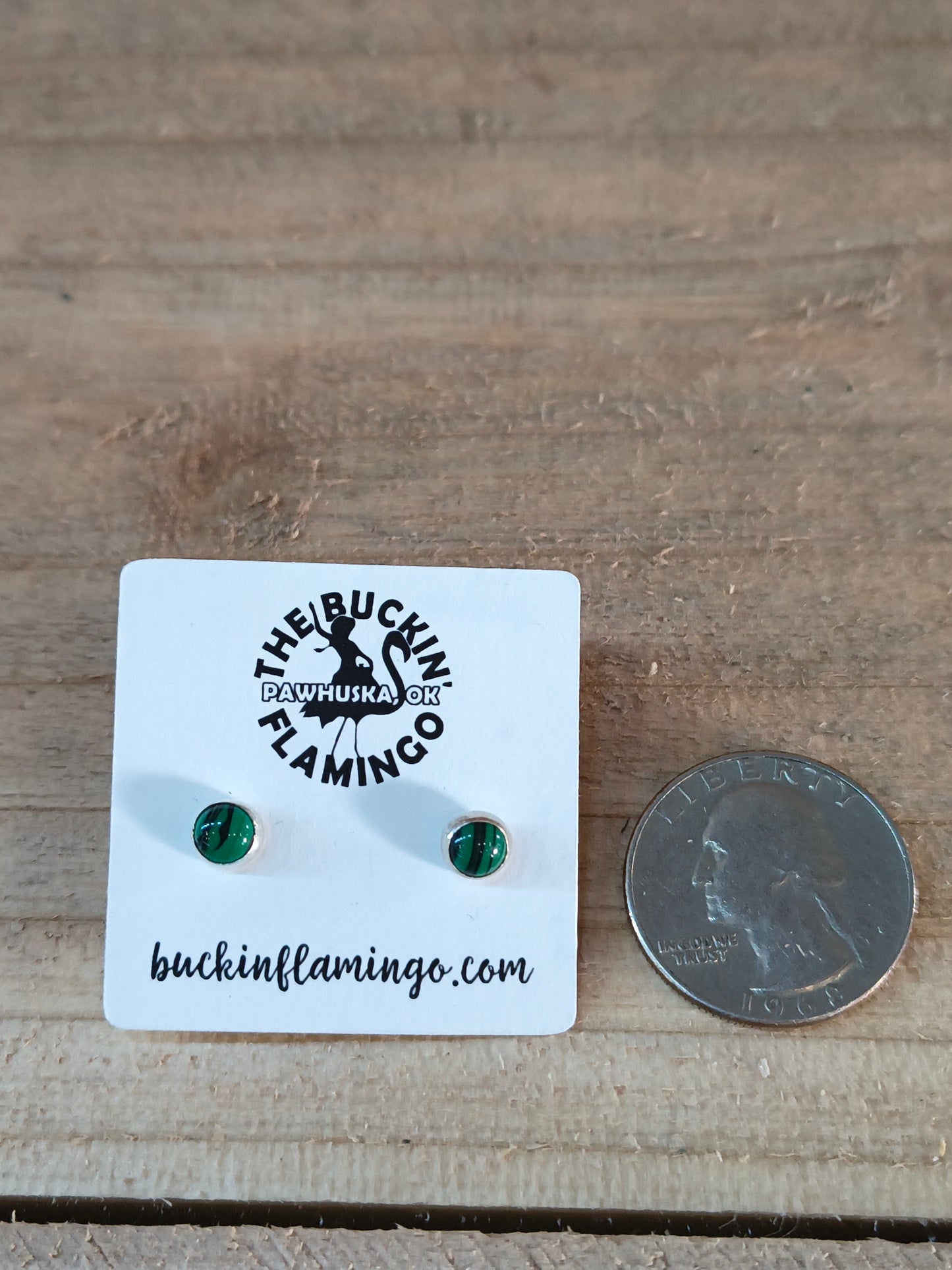 Small Malachite 5.5 mm Post Earrings