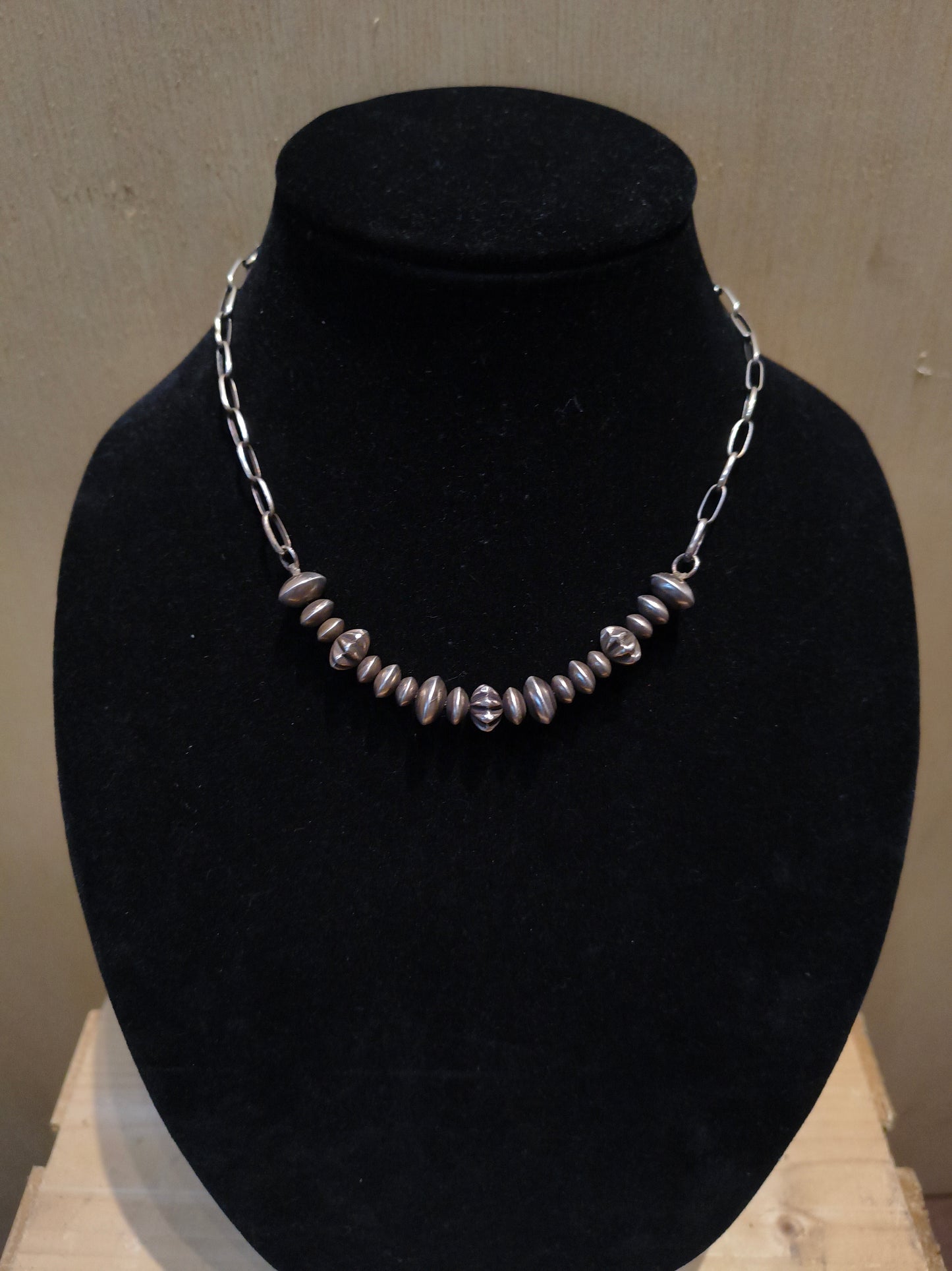 16.5" Handmade Navajo Pearl and Paperclip Necklace by James Begay, Jr., Navajo