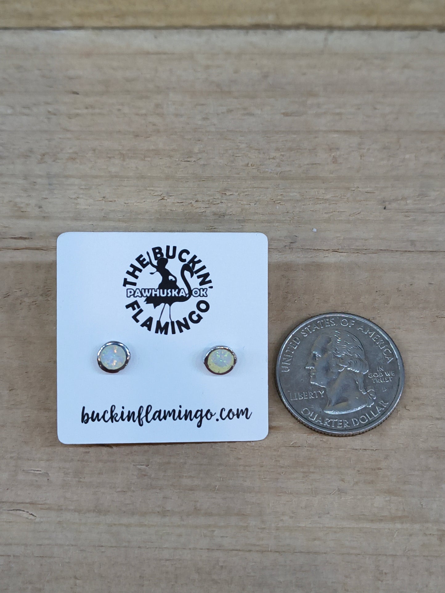 White Opal 5.5 mm Stud Earrings