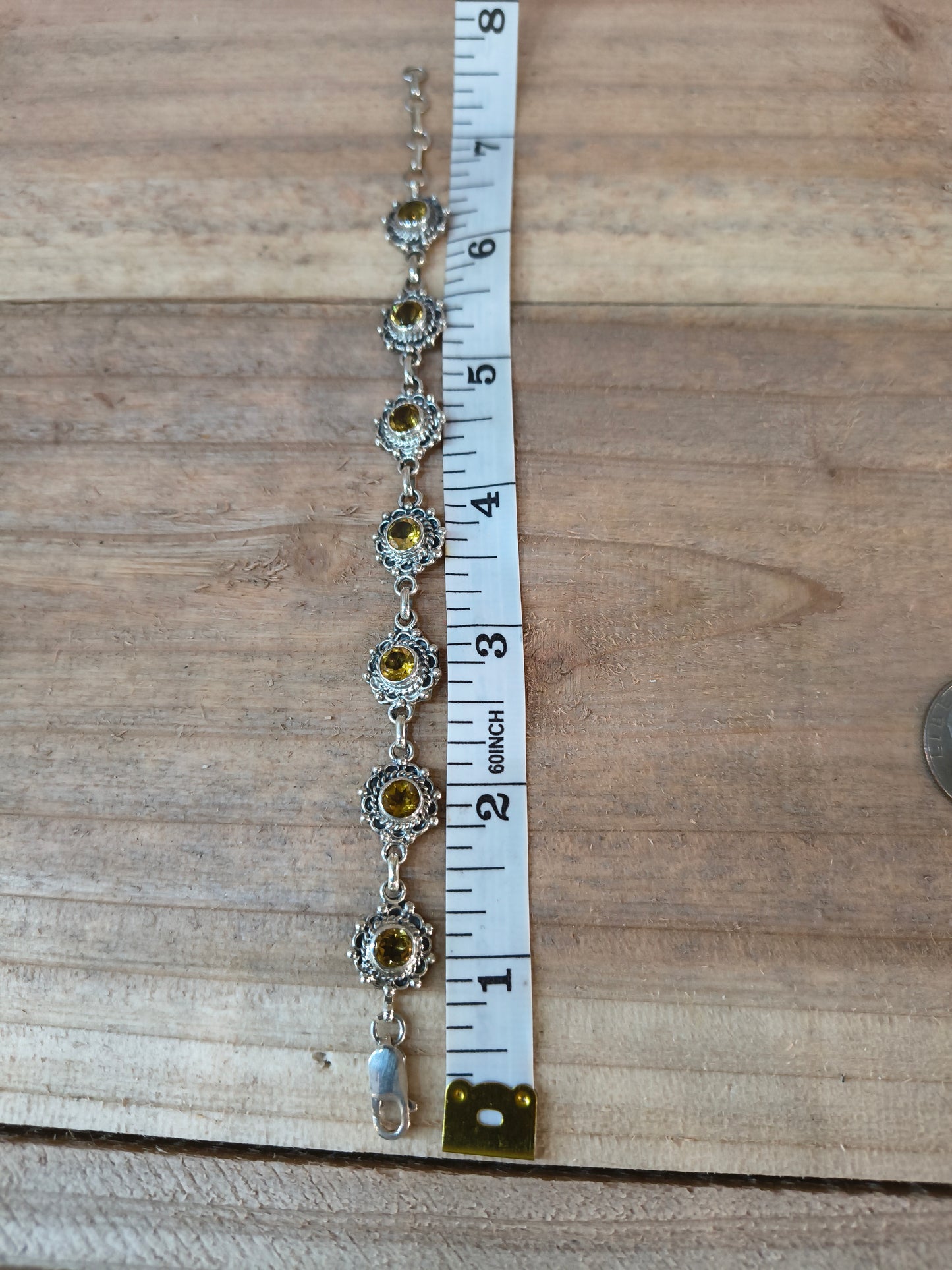 6"-7 1/4" Citrine Bracelet by Charlene Yazzie, Navajo