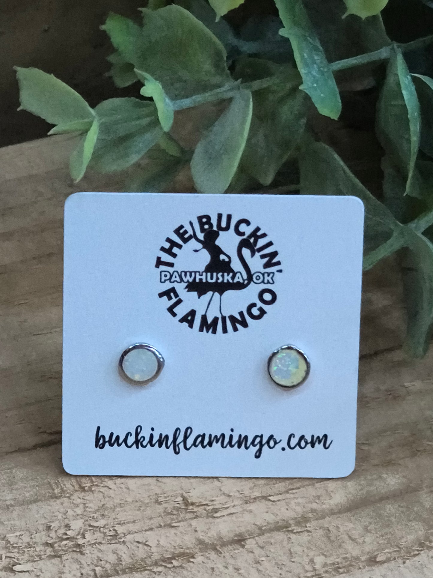 White Opal 5.5 mm Stud Earrings