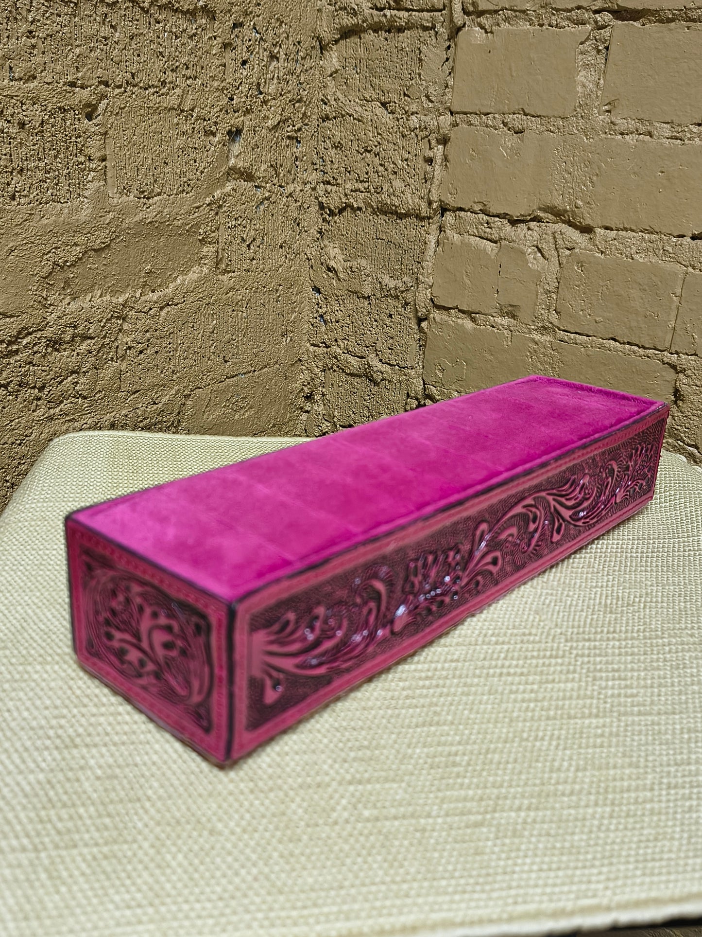 Small Tooled Leather Ring Display Box