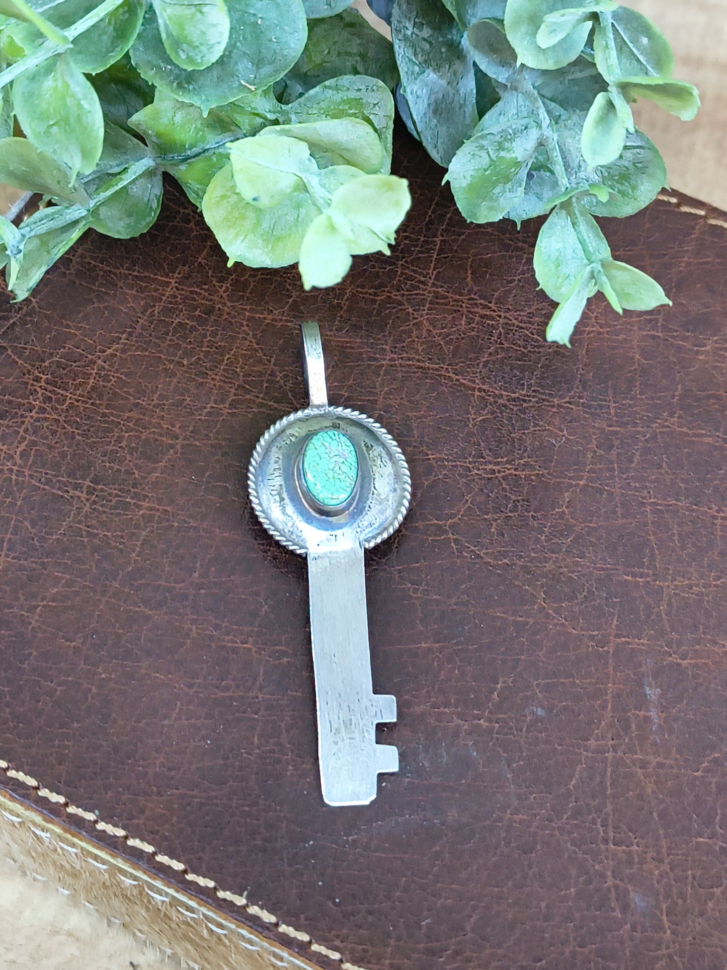 Key-Thunder Mountain Turquoise Pendant 8mm Bail by Scott Skeets, Navajo