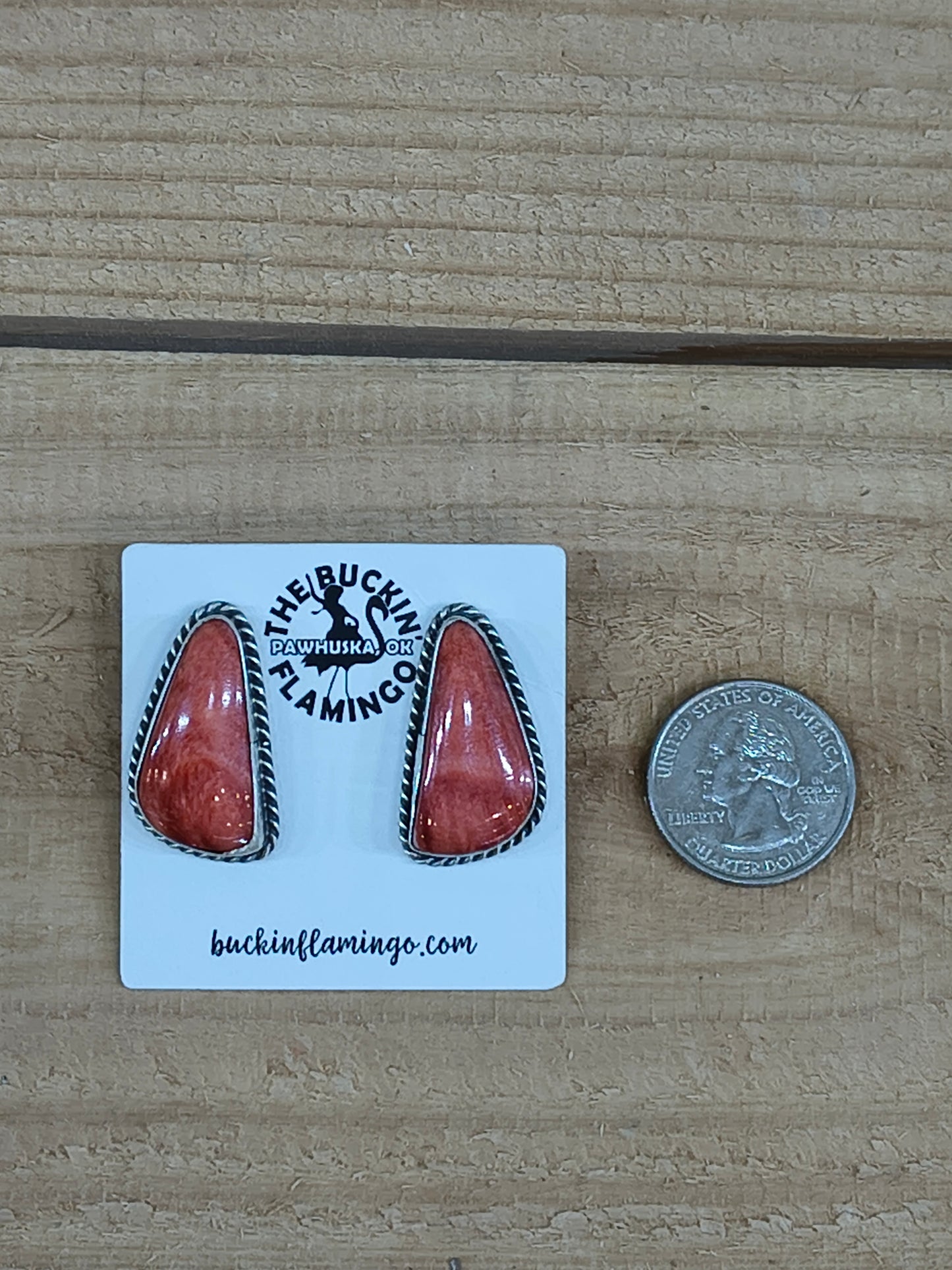 Spiny Oyster Shell Post Earrings by Chassity Belone, Navajo