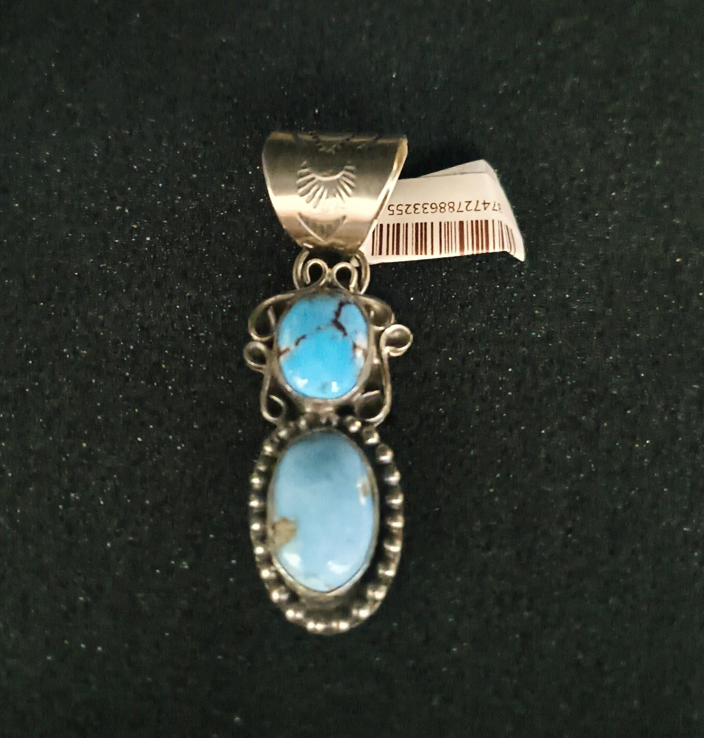 Golden Hills Turquoise Pendant by Terrel Nez, Sr. Navajo (13mm Bale)