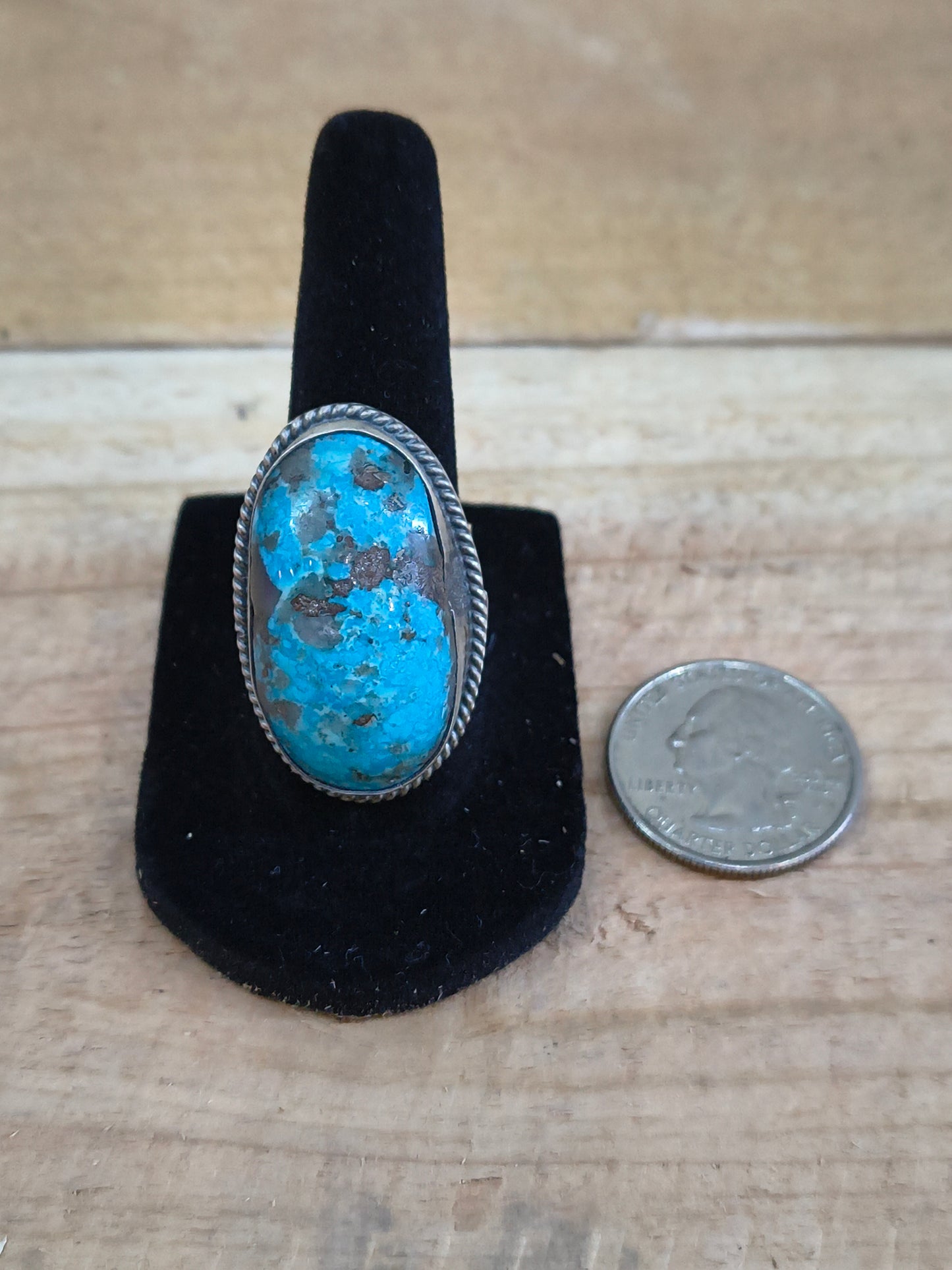 7.0 Persian Turquoise Ring By John Nelson, Navajo