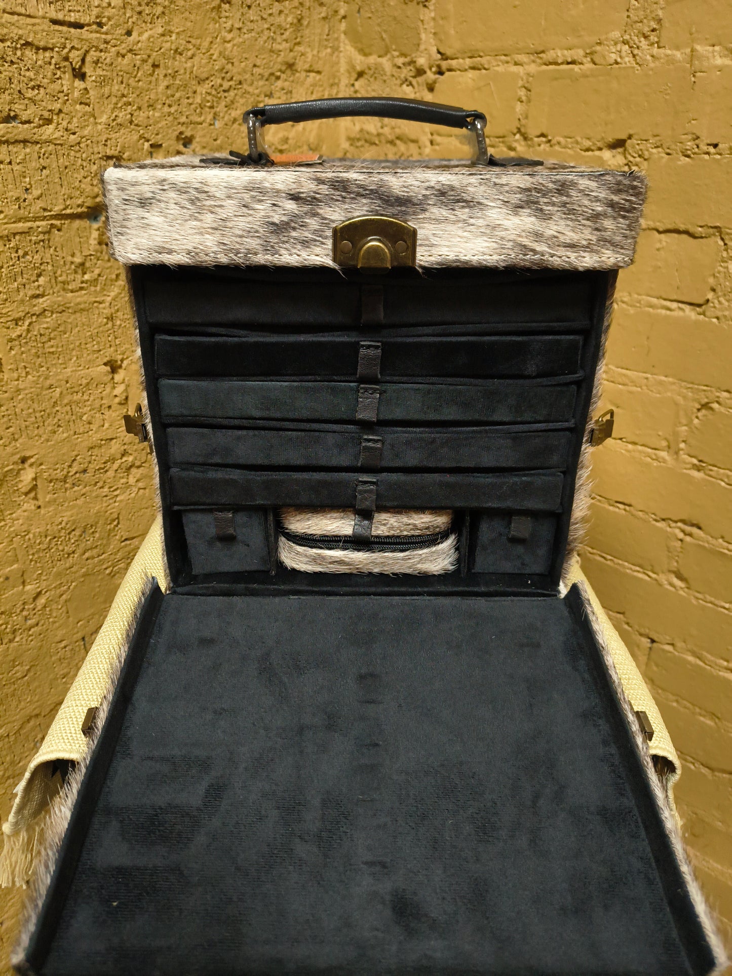 Cowhide Train Case Jewelry Box