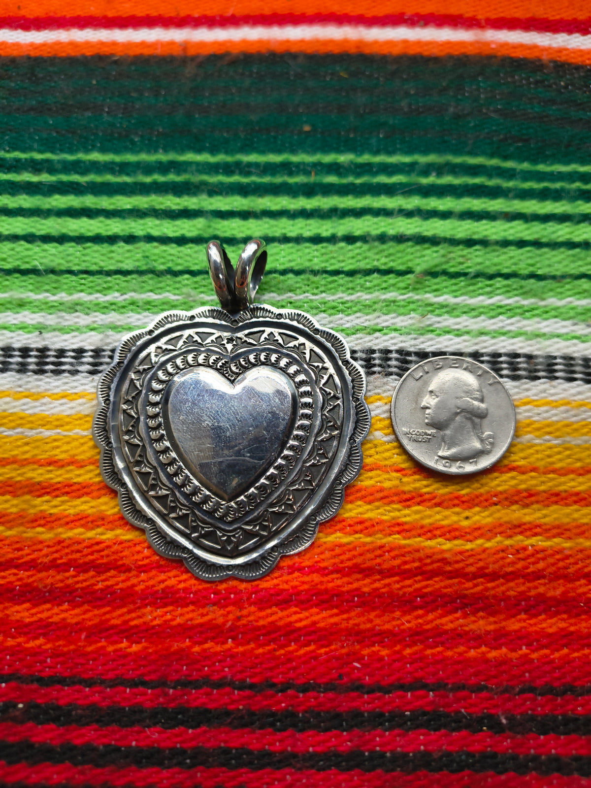 Sterling Silver Heart Pendant by Sunshine Reeves, Navajo 8.5mm Bale