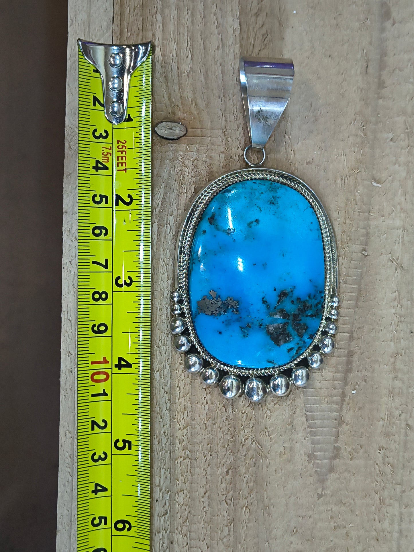 Kingman Turquoise Pendant 19mm Bail by Leslie Nez, Navajo