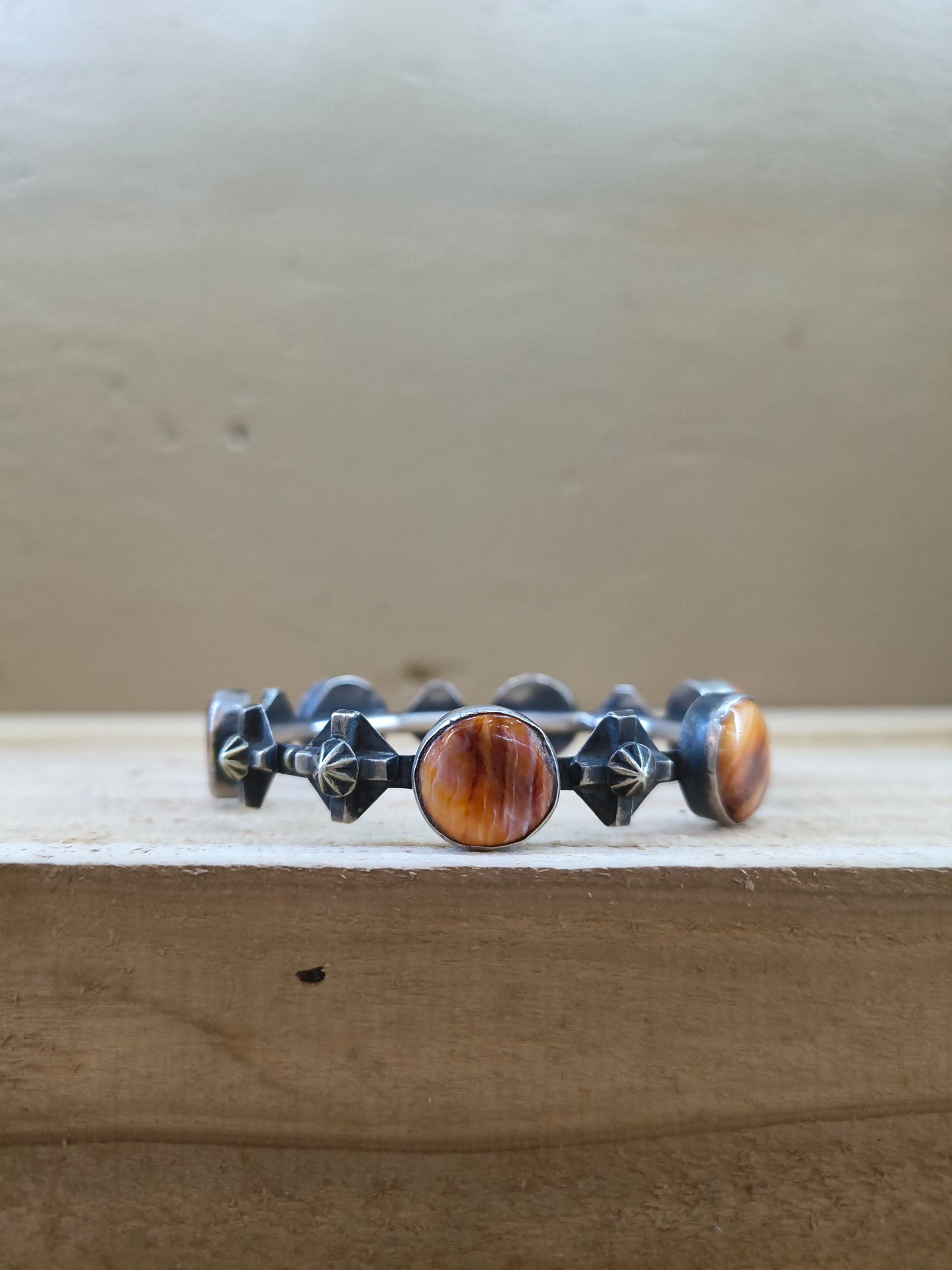 8.5" Bangle with Orange Spiny Oyster by Chimney Butte, Navajo