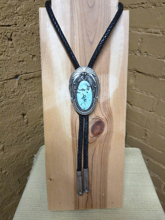 Bolo with Oval Golden Hills Turquoise by Zia, Navajo