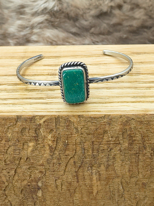 5.75" - 7.25" Kingman Turquoise Cuff by Donavan Skeet, Navajo