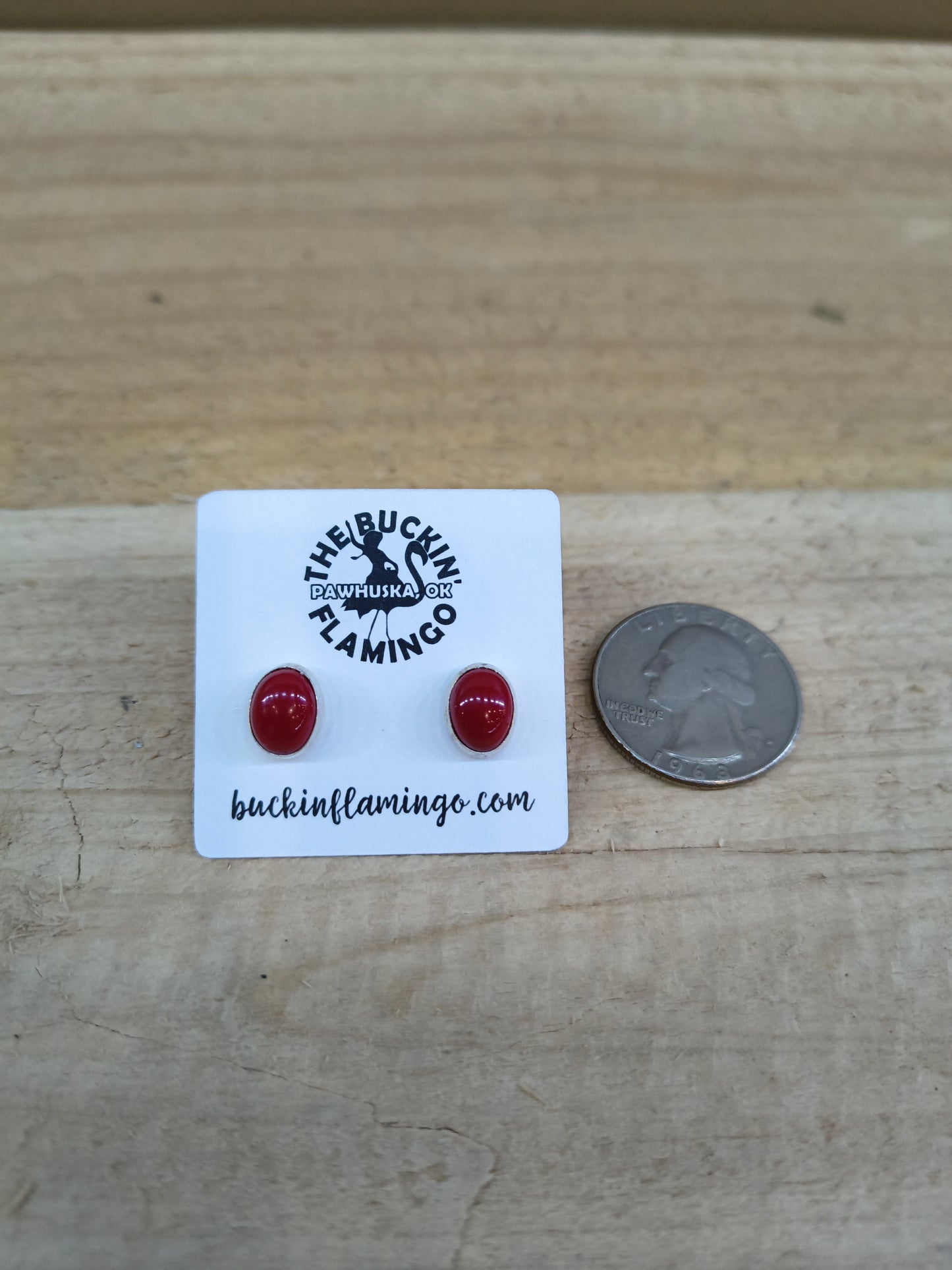 7.5 Coral Oval Post Earrings
