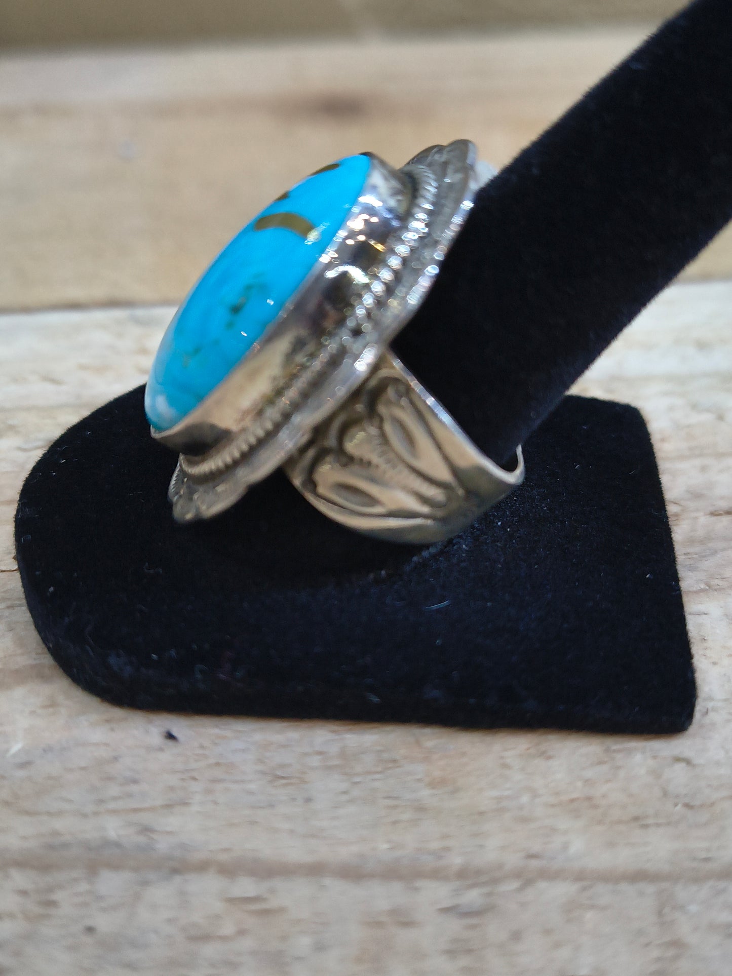 7.5 Kingman Turquoise Ring by Gilbert Platero, Navajo