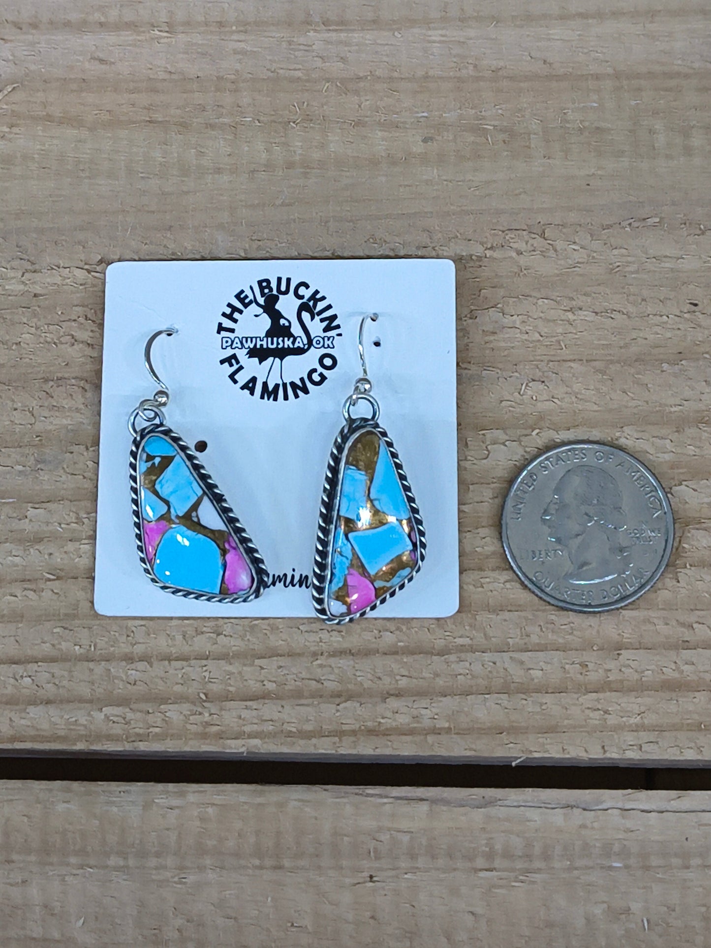 Cotton Candy Dangle Earrings by Chassity Belone, Navajo