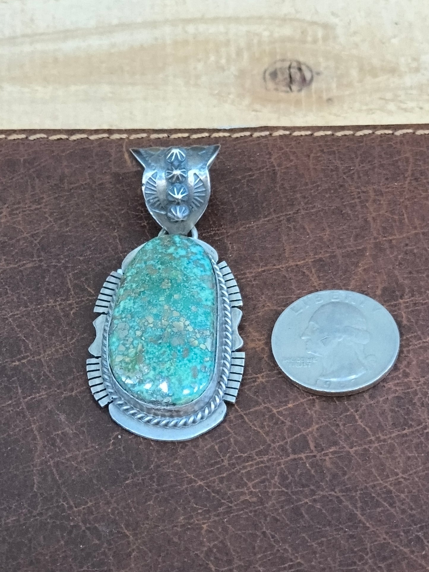 Old Kings Manassa Turquoise Pendant with a 12mm bail by John Nelson, Navajo