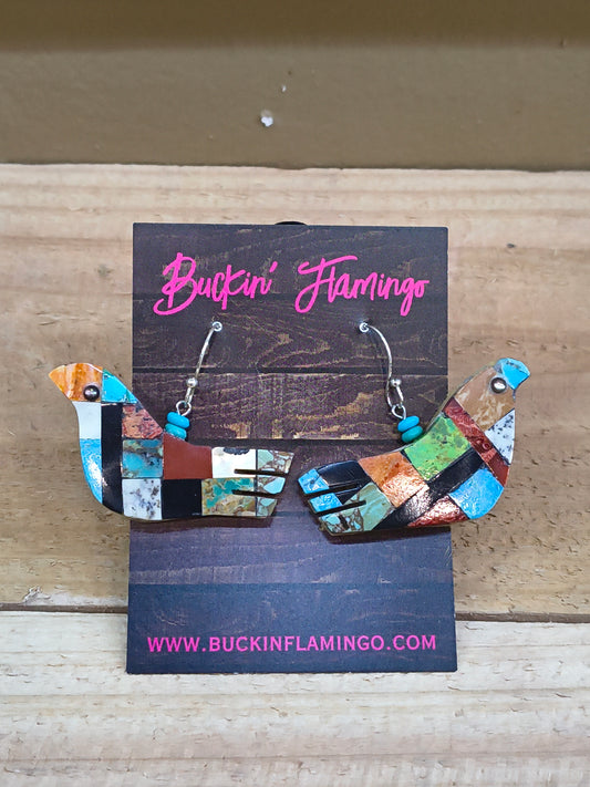 Lapidary Bird Dangle Earrings by Jolene Bird