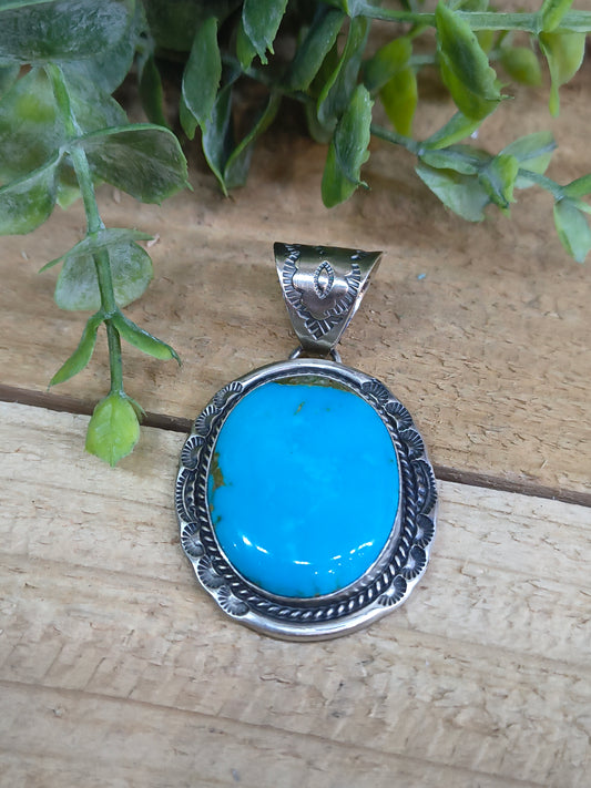 Sleeping Beauty Turquoise Pendant 10mm Bail by John Nelson, Navajo
