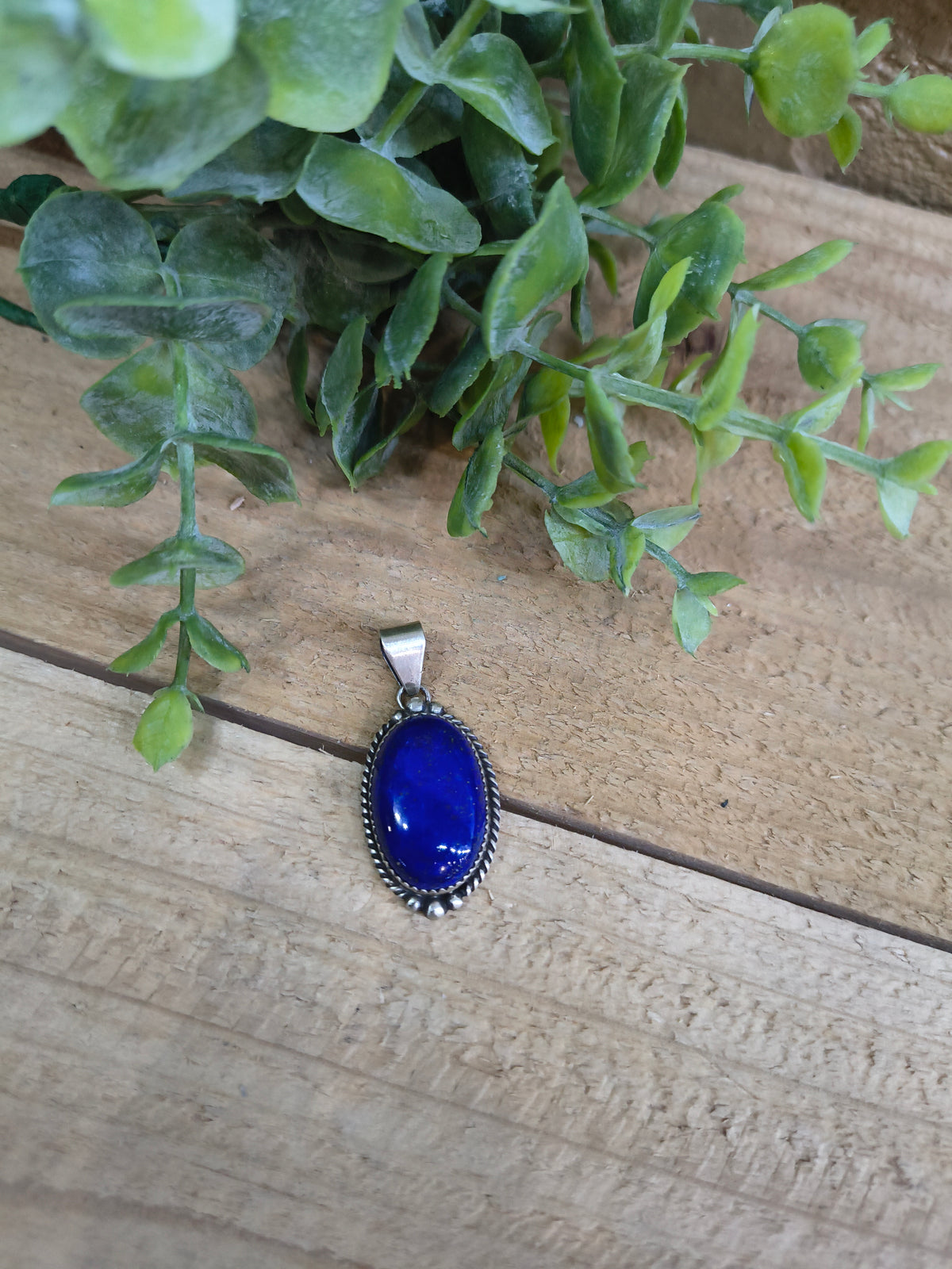 Lapis Oval Pendant with a 5mm Bail by Freda Martinez, Navajo