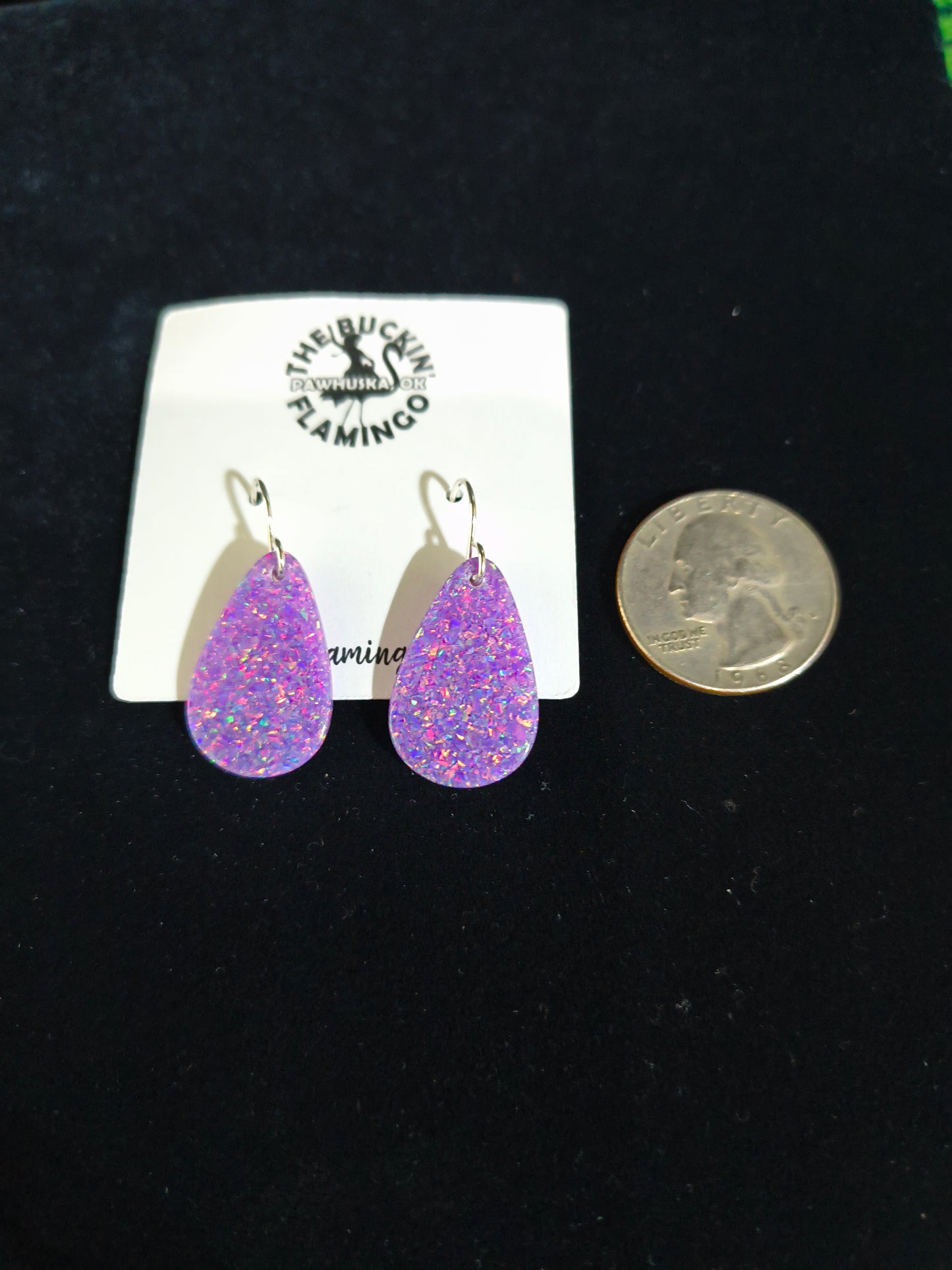 Purple Opal Teardrop Dangle Slab Earrings