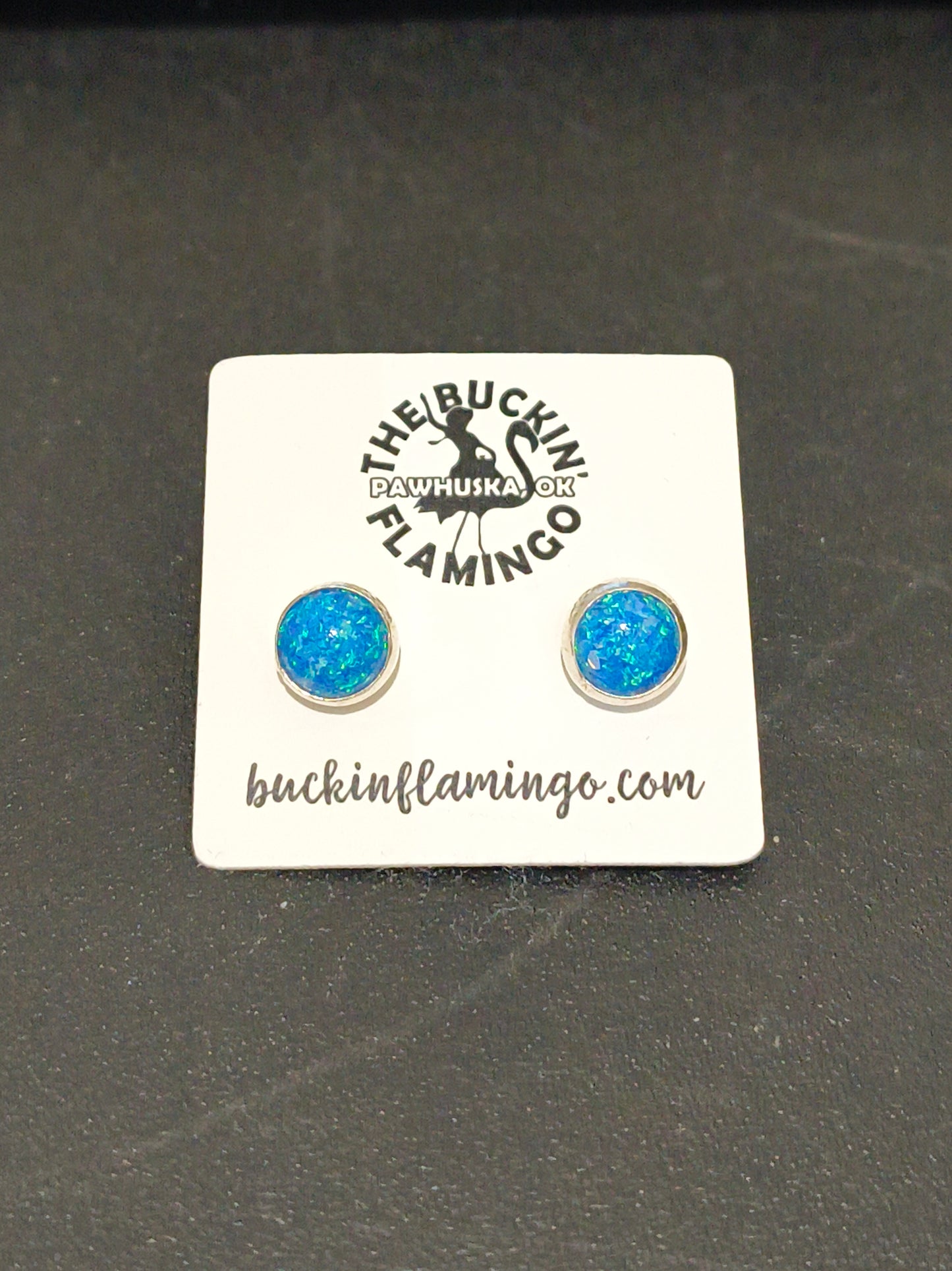 Dark Blue Opal 8.5 mm Post Earrings