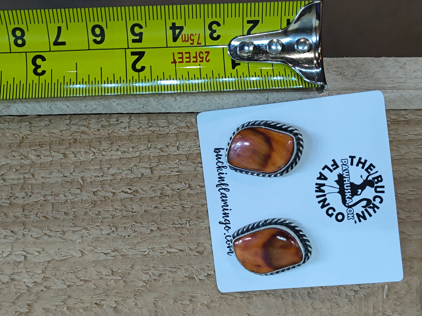 Spiny Oyster Shell Post Earrings by Chassity Belone, Navajo