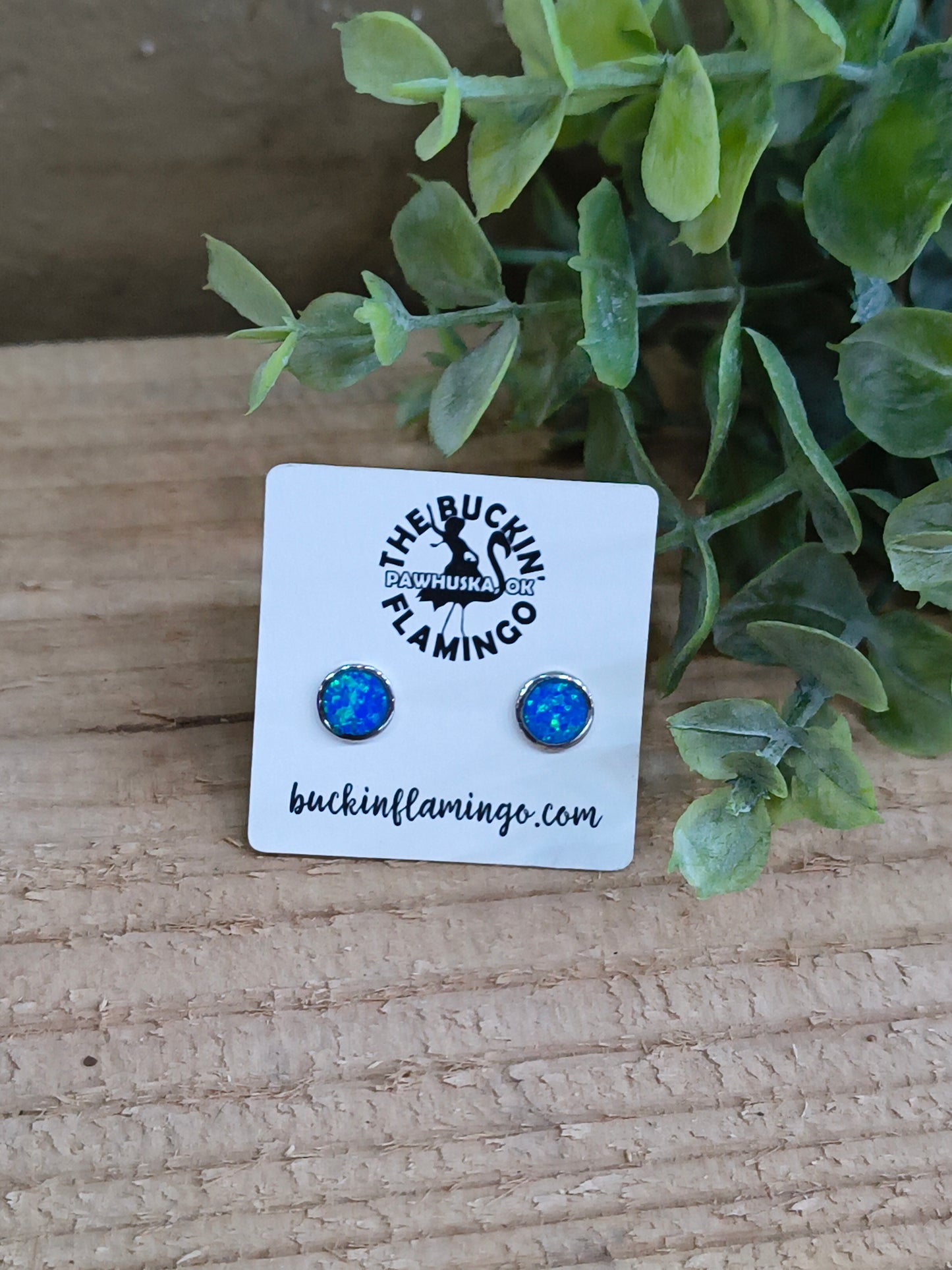7.5mm Blue Opal Inlay Studs