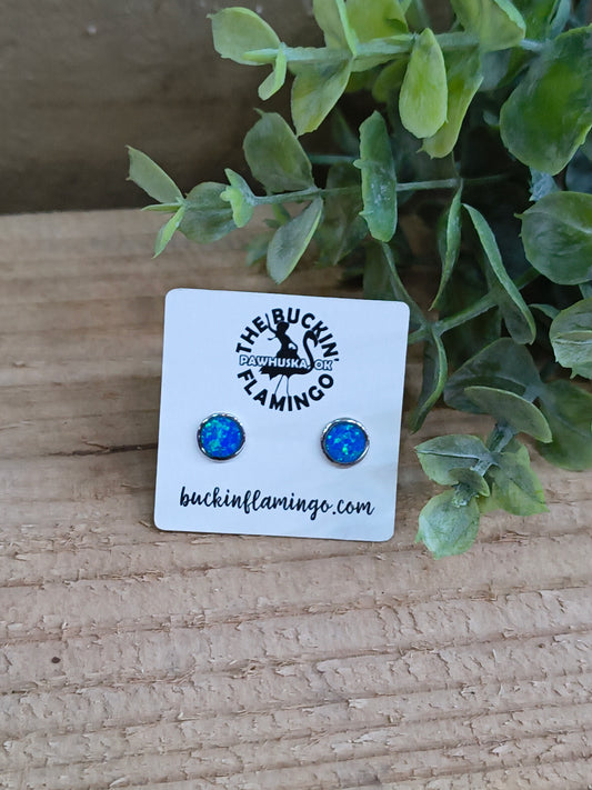 7.5mm Blue Opal Inlay Studs