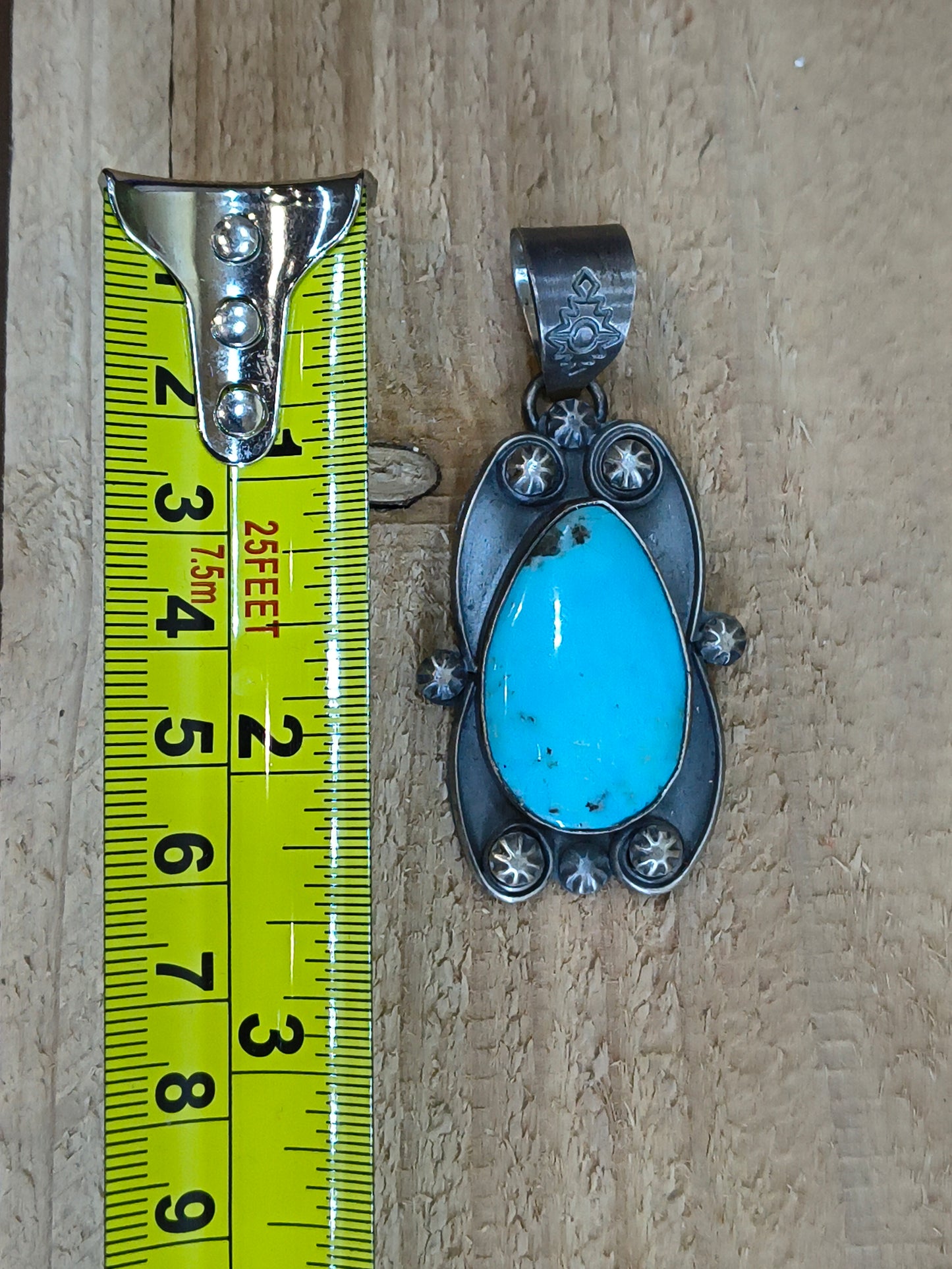 Teardrop Kingman Turquoise Pendant 11mm Bail by Steven Nez, Navajo