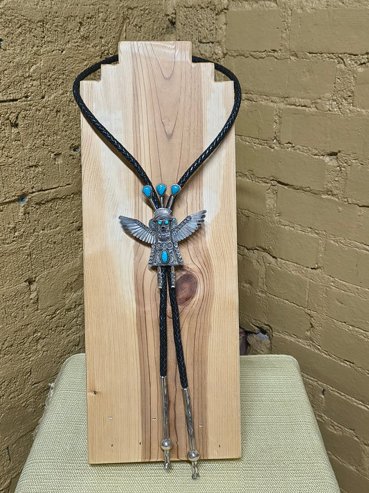 Kachina Bolo with Turquoise by Garrett Hale, Navajo