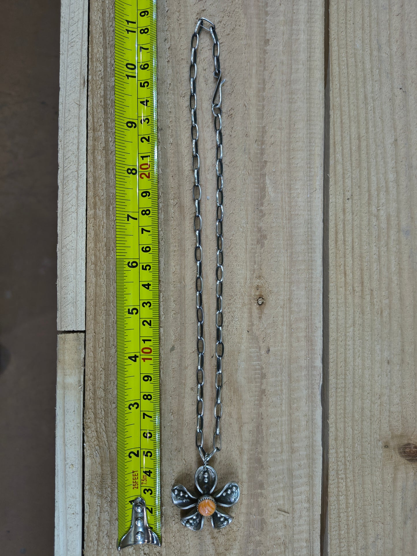 Spiny Oyster Mercury Dime 20" Paperclip Necklace by James Begay, Jr., Navajo