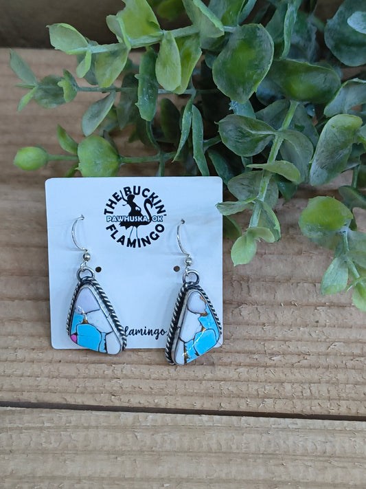 Cotton Candy Dangle Earrings by Chassity Belone, Navajo