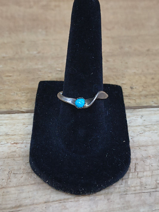Half Silver Twist with Turquoise Stone