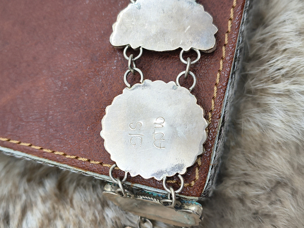 6 1/2"-7 1/4" White Opal Cluster Bracelet by Alicia Wilson, Navajo
